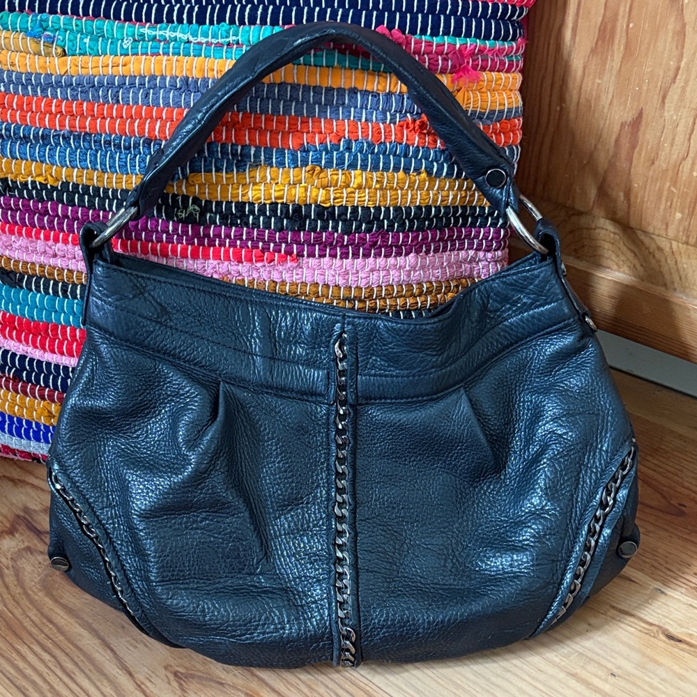 Kenneth Cole Black Leather Hobo Bag